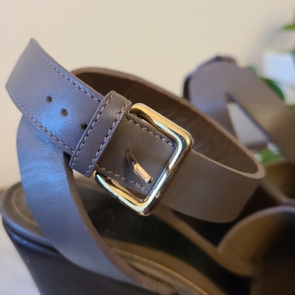 MARNI Taupe Leather Wedge Ankle Strap Sandals 36 - Picture 3 of 7